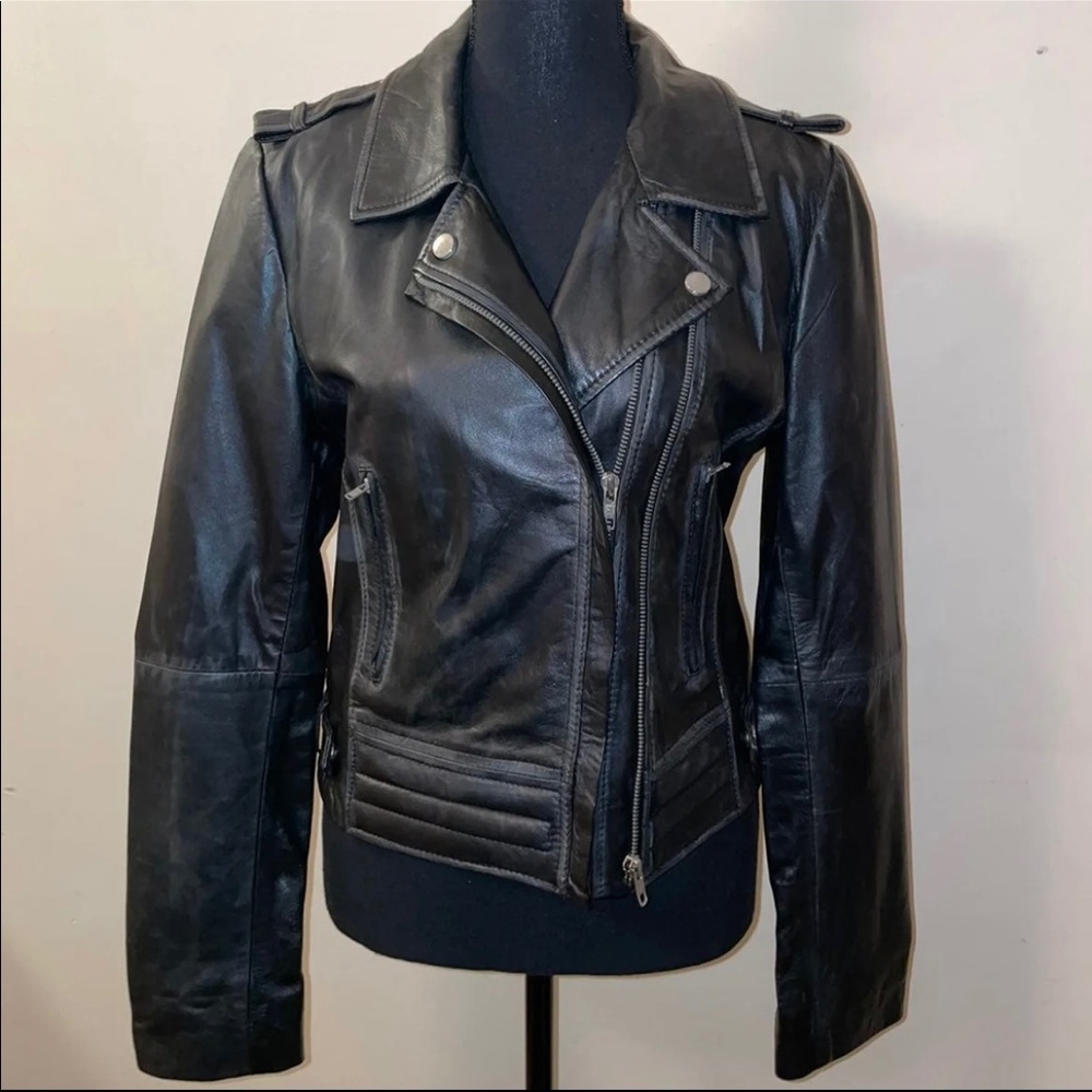 100% AUTHENTIC LEATHER MOTO BARNEYS JACKET